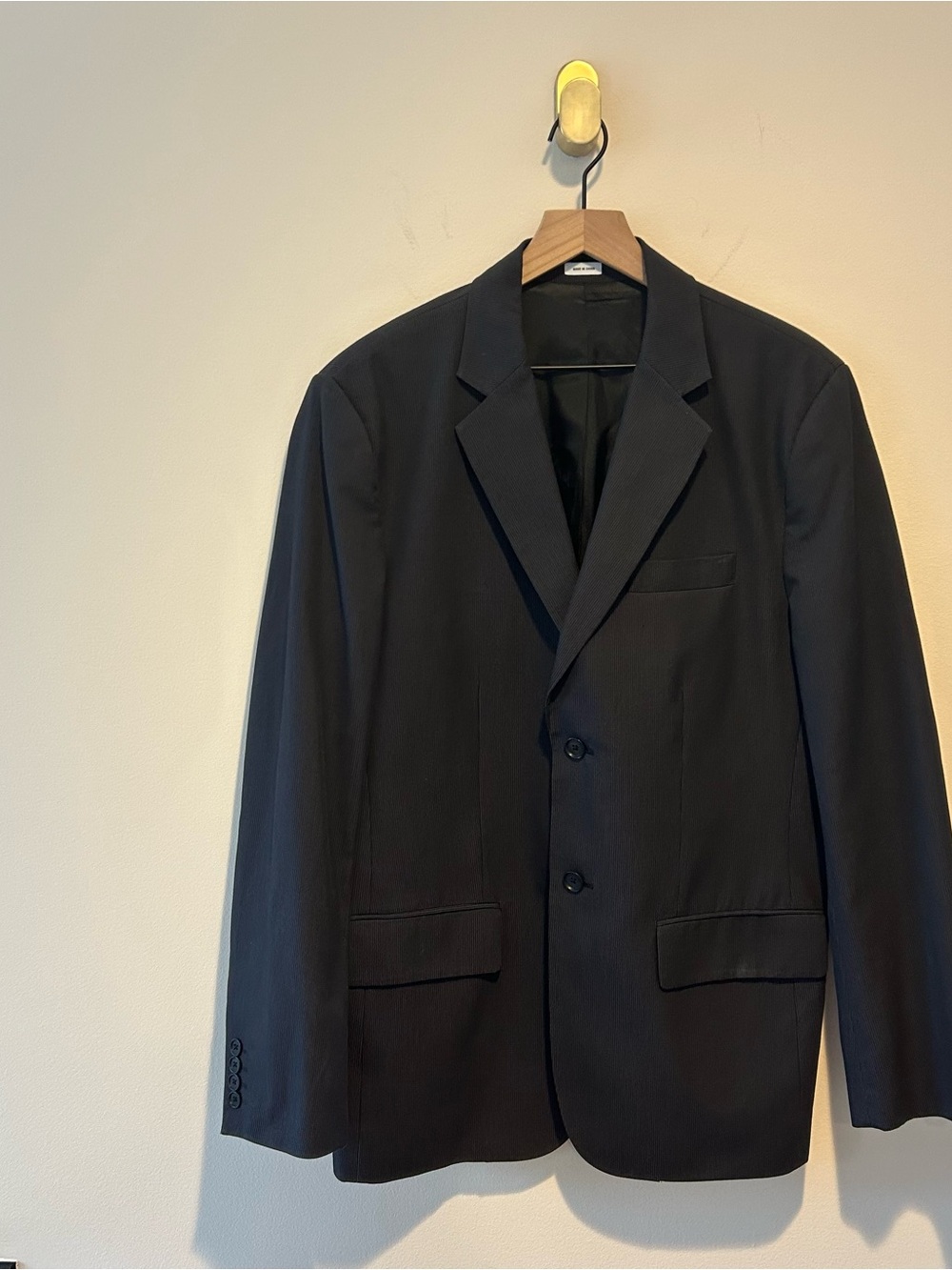 Calvin Klein Men's Black Notch Lapel Blazer Single Breasted Ribbed Cotton Size M